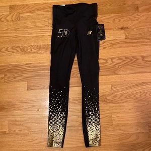 New Balance NYC Marathon 50th Anniversary Women’s Fitted Gold Black Leggings XS